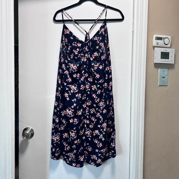 Xhilaration Women’s Navy Blue Floral Sundress Size L Rayon Sleeveless Summer - Picture 1 of 6